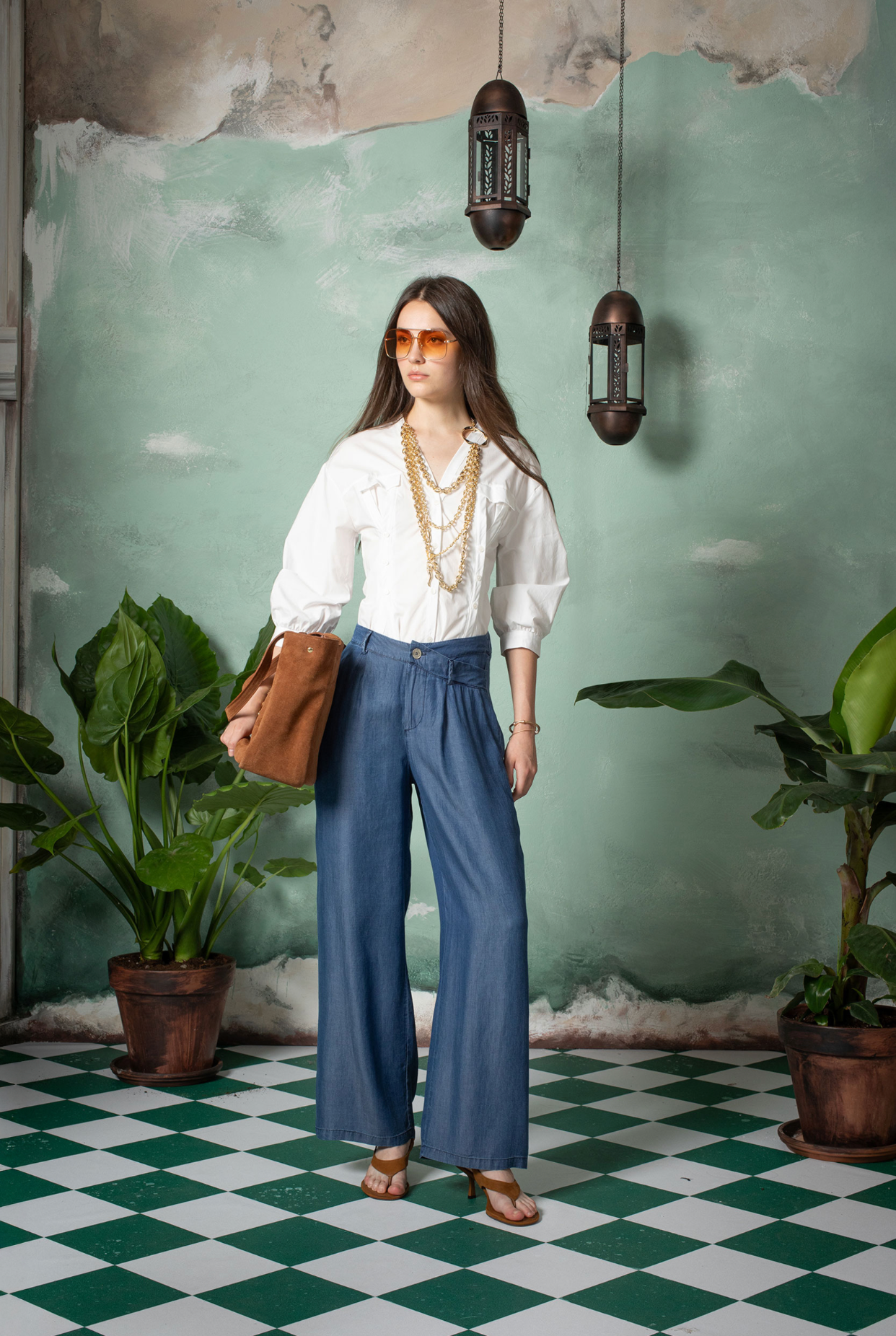 Pantalone Palazzo In Denim