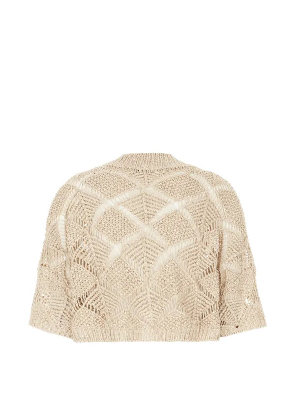 Cardigan In Filo In Micro Paillettes In Cotone