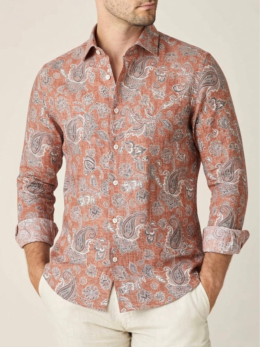 Camicia Fantasia Jacquard In Cotone Leggero