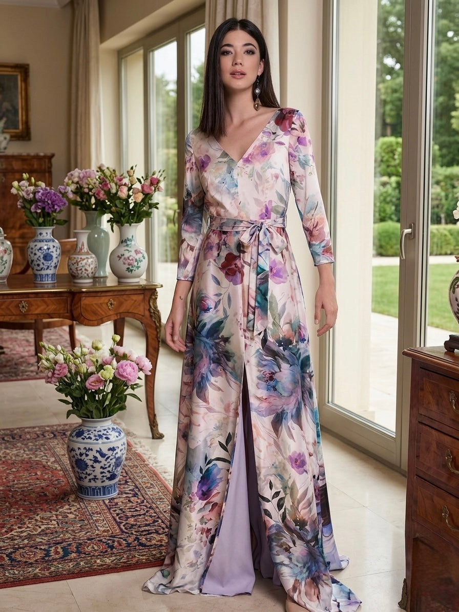 Abito Fantasia Scollo V e Spacco