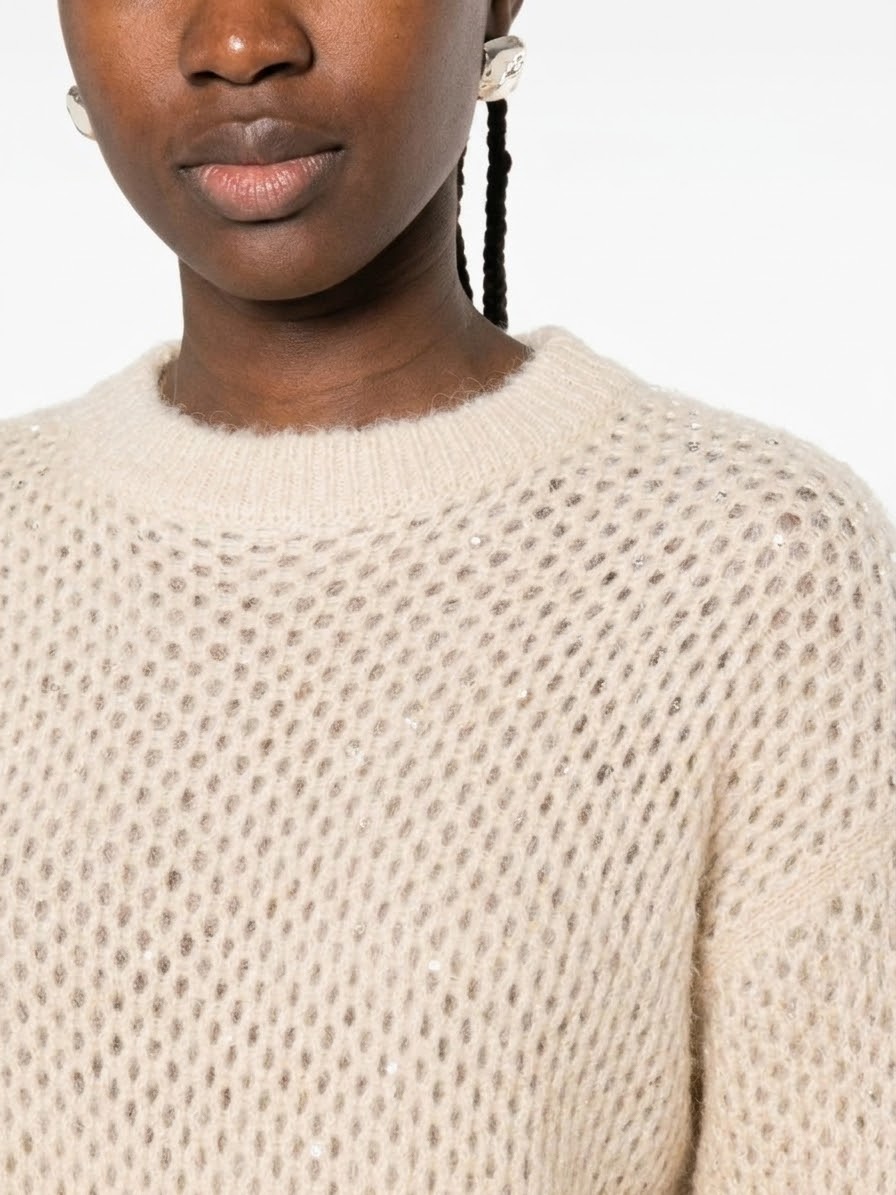 Girocollo in Alpaca cashmere Lana e Paillettes