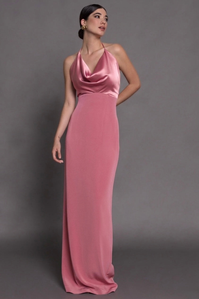 Abito Aderente Scollo ad anello In Satin