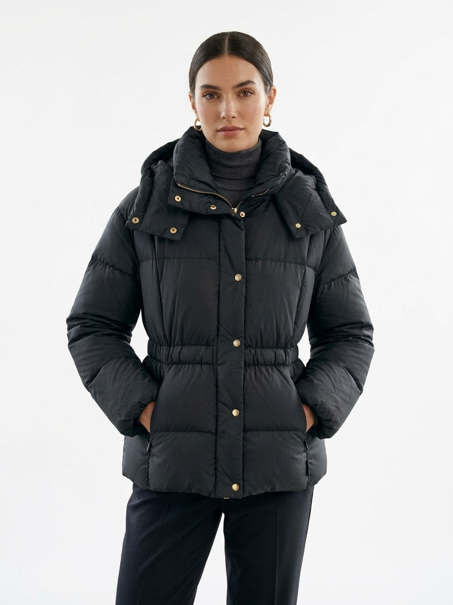 Piumino in Nylon Opaco con Cappuccio Removibile