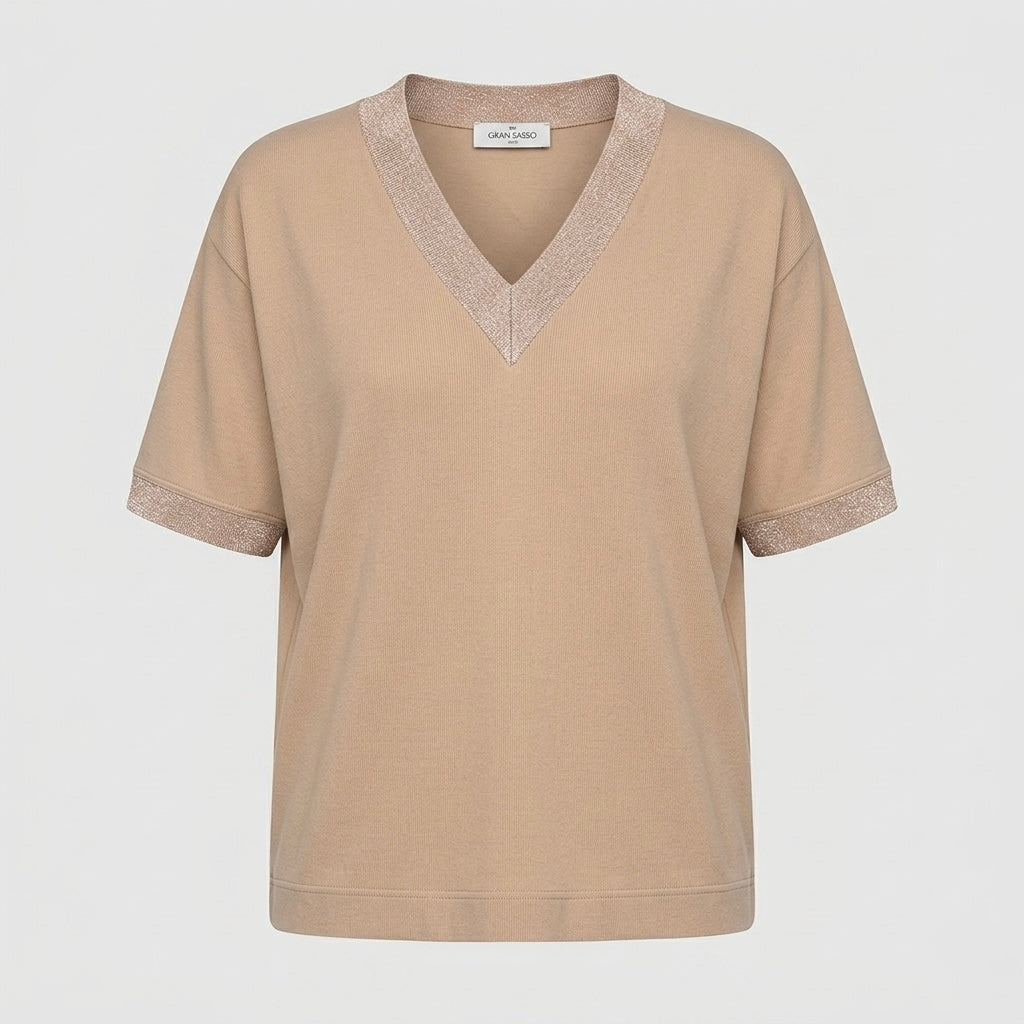 Maglia in cotone microcoste Scollo V