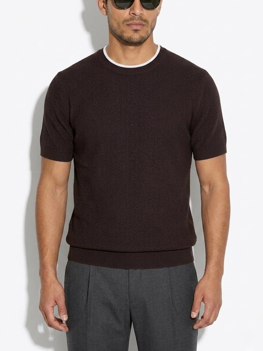 Maglia In Filo Di Cotone Con Microtrama