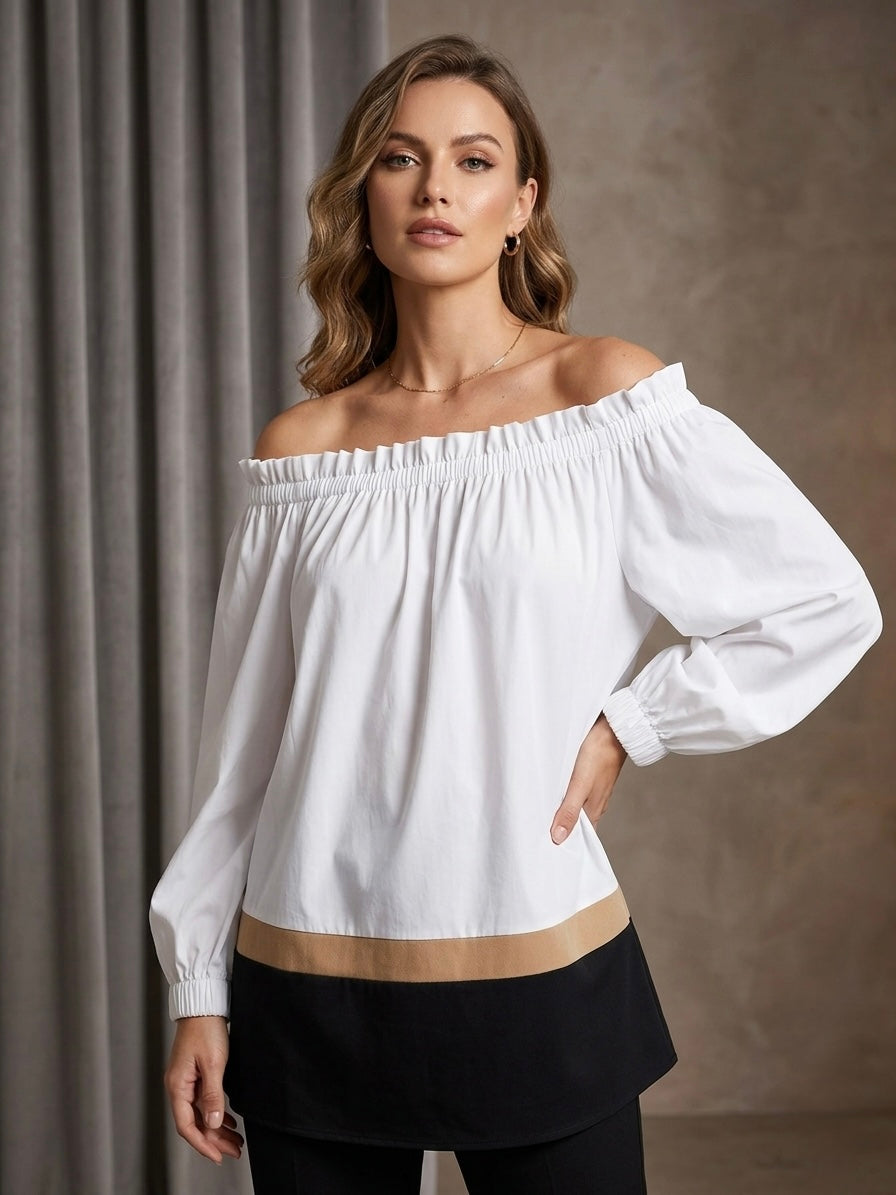 Blusa Scollo Omerale In Cotone