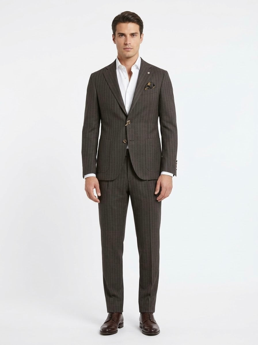 Abito  Gessato in Jersey con Pantalone con Una Pinces
