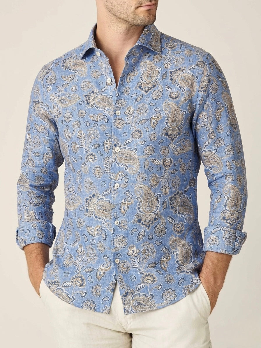 Camicia Fantasia Jacquard In Cotone Leggero