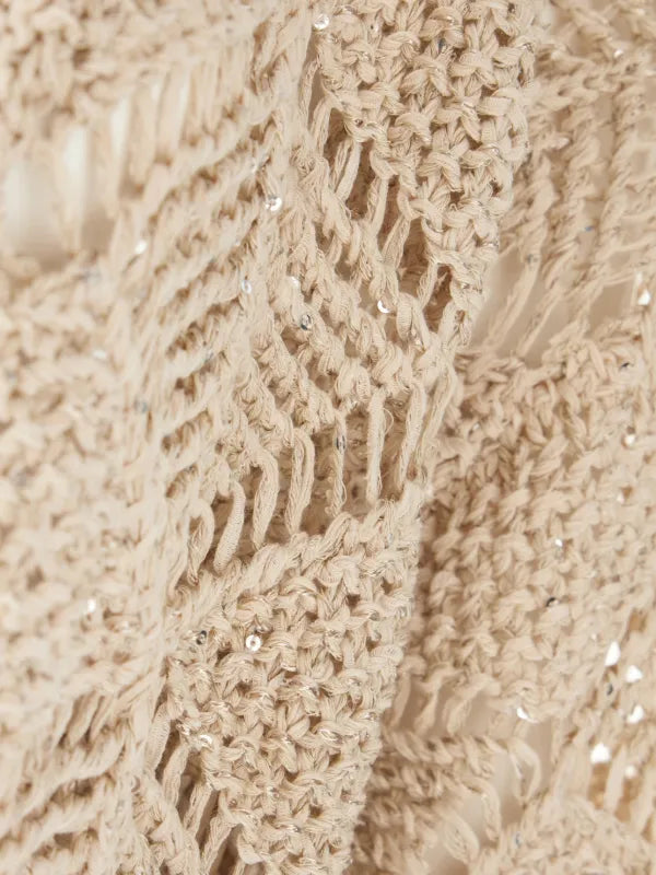 Cardigan In Filo In Micro Paillettes In Cotone