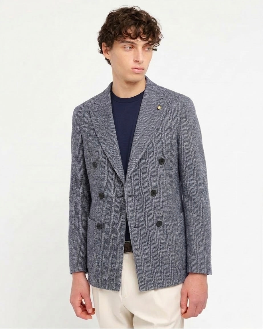 Giacca Doppiopetto Spigata In Cotone