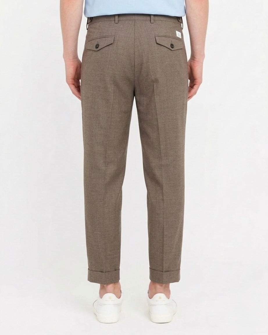 Pantalone Doppia Pinces Con Bustino In Fresco di Lana