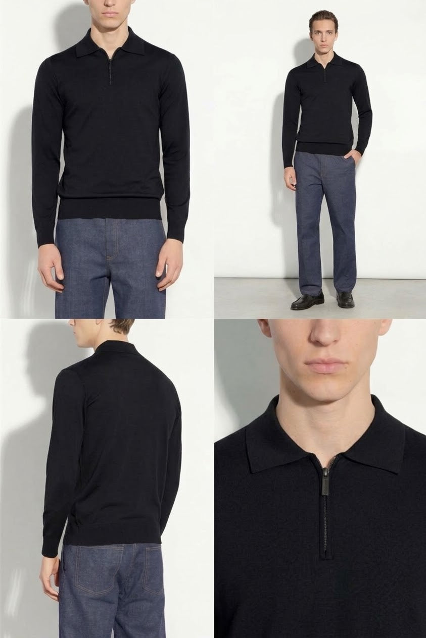 Maglia con Colletto e Zip in Finezza 16