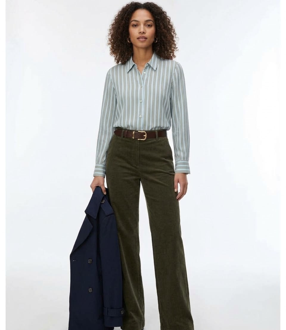 Camicia in Crêpe de Chine di Pura Seta Stampata