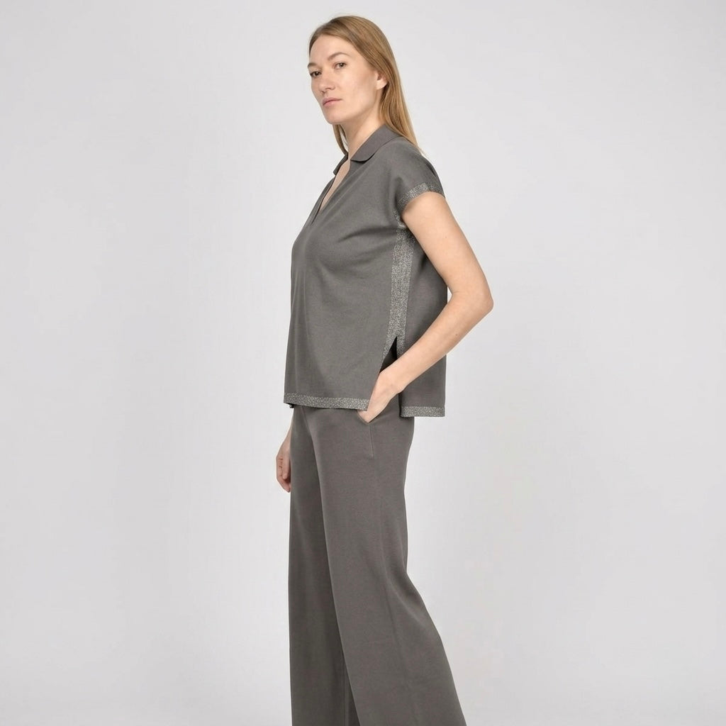 Pantalone in Filo di Cotone Morbido con Coulisse in Vita