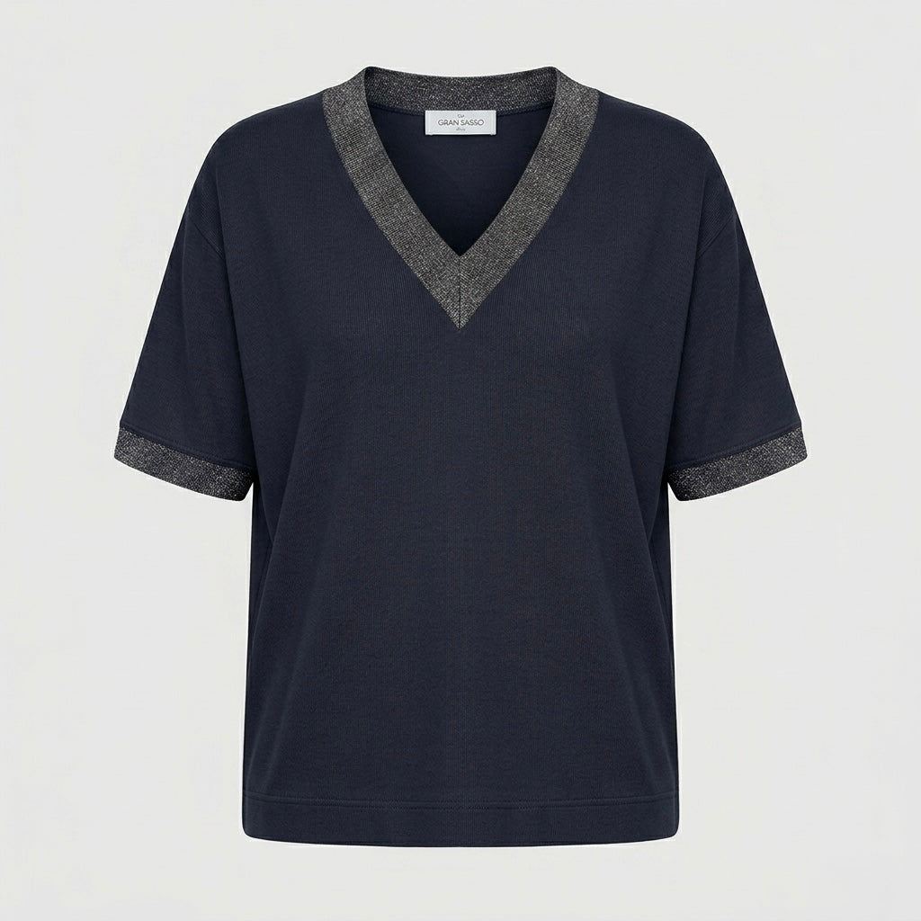Maglia in cotone microcoste Scollo V