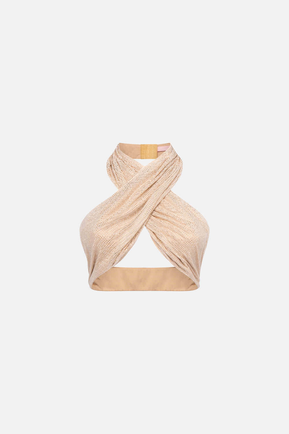 Top Incrociato In Licra Con Microstrass