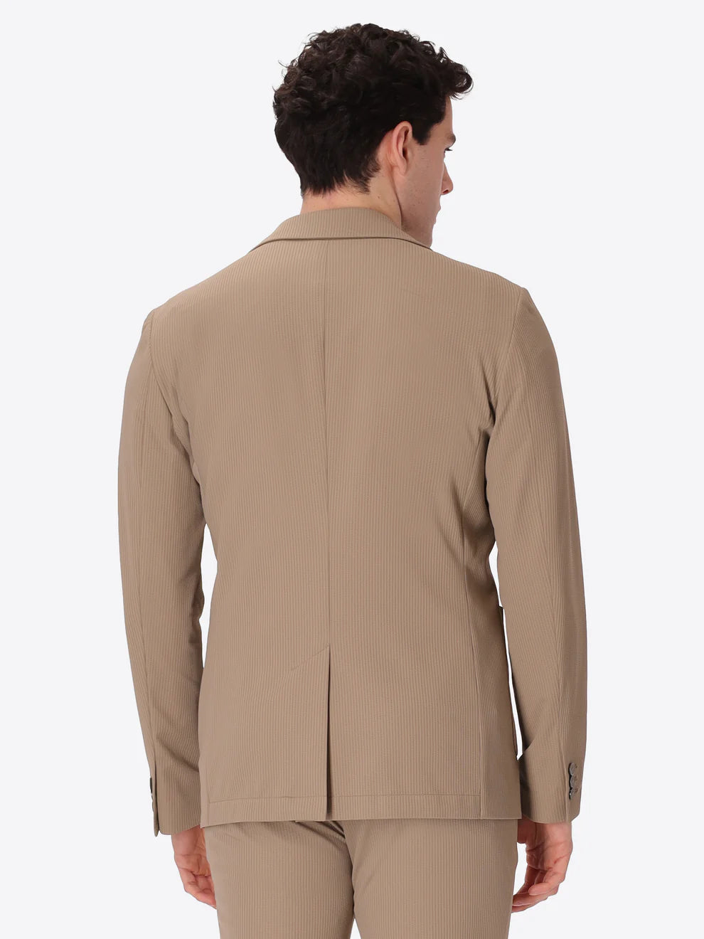 Giacca In Tessuto Tecnico Stretch Con Righe A Rilievo