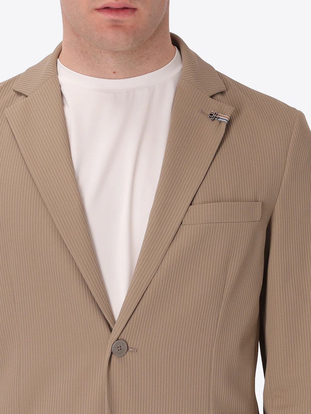Giacca In Tessuto Tecnico Stretch Con Righe A Rilievo