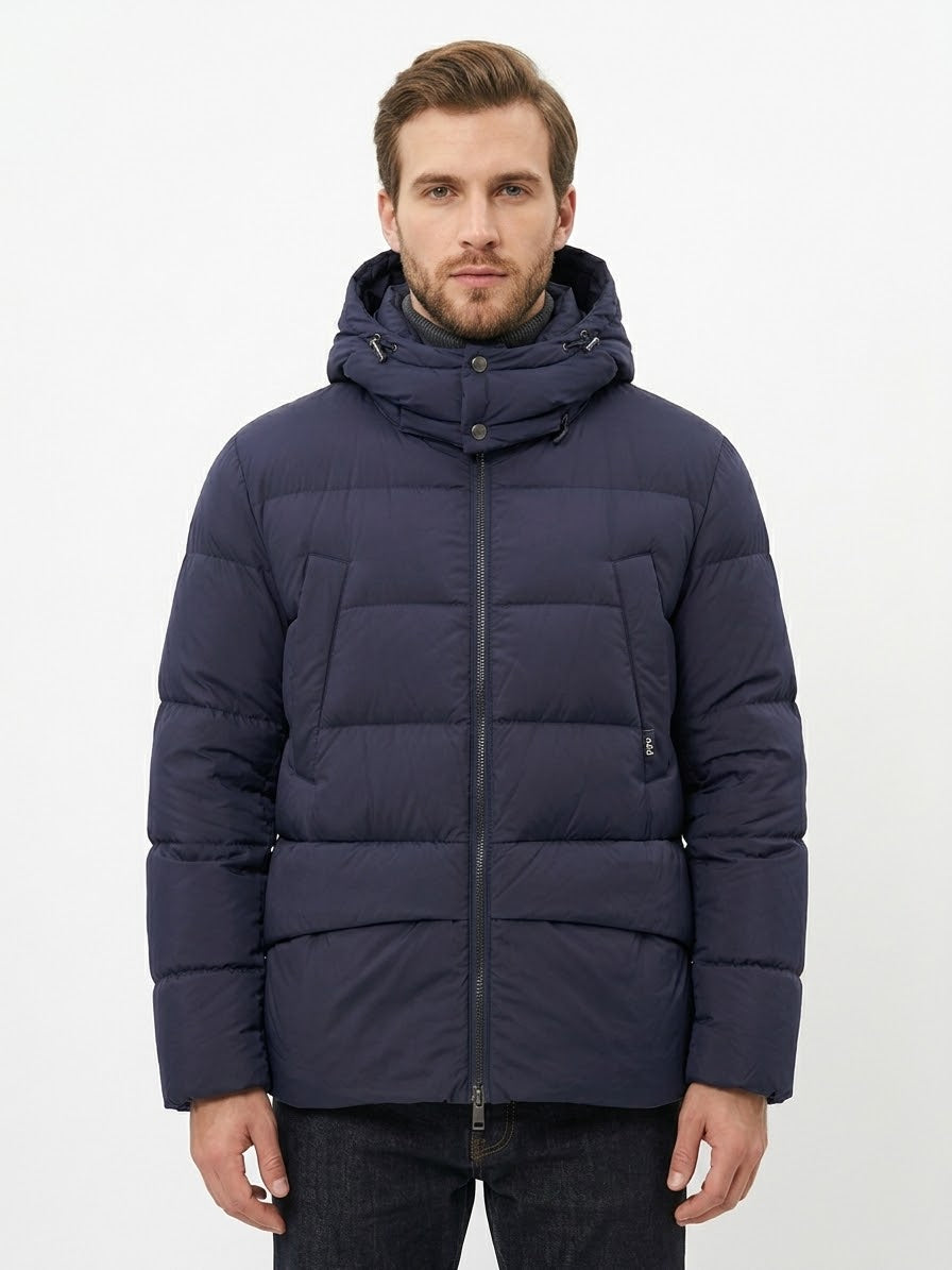 Piumino in Nylon Opaco e Cappuccio Removibile