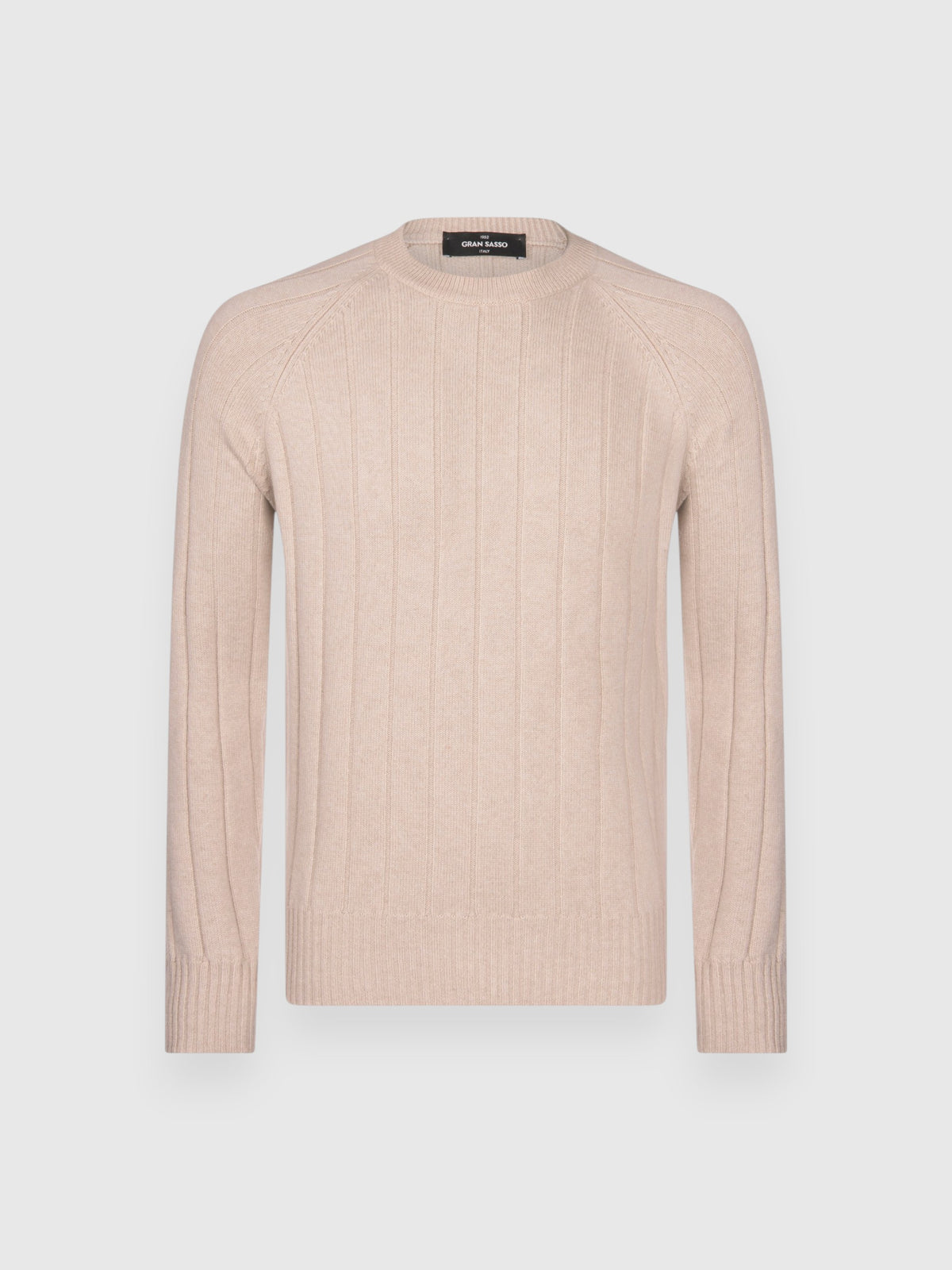 Maglione Girocollo a Coste in Misto Cashmere