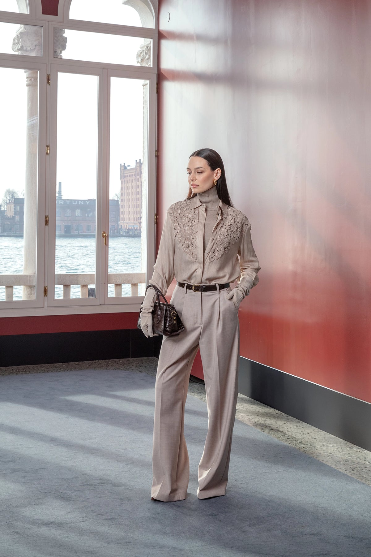 Camicia Con Inserti in Pizzo