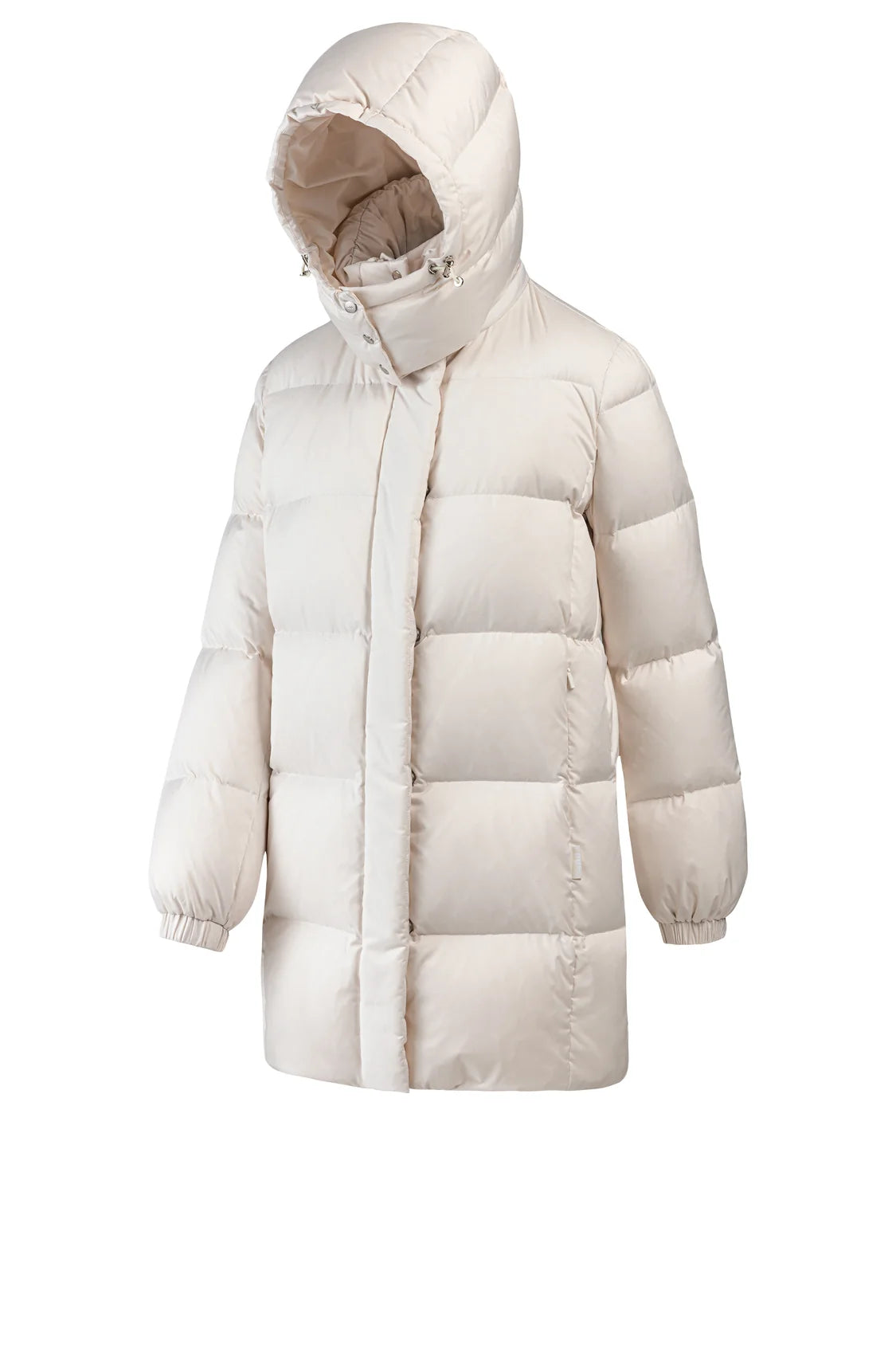Piumino Lungo in Nylon Opaco con Cappuccio Removibile