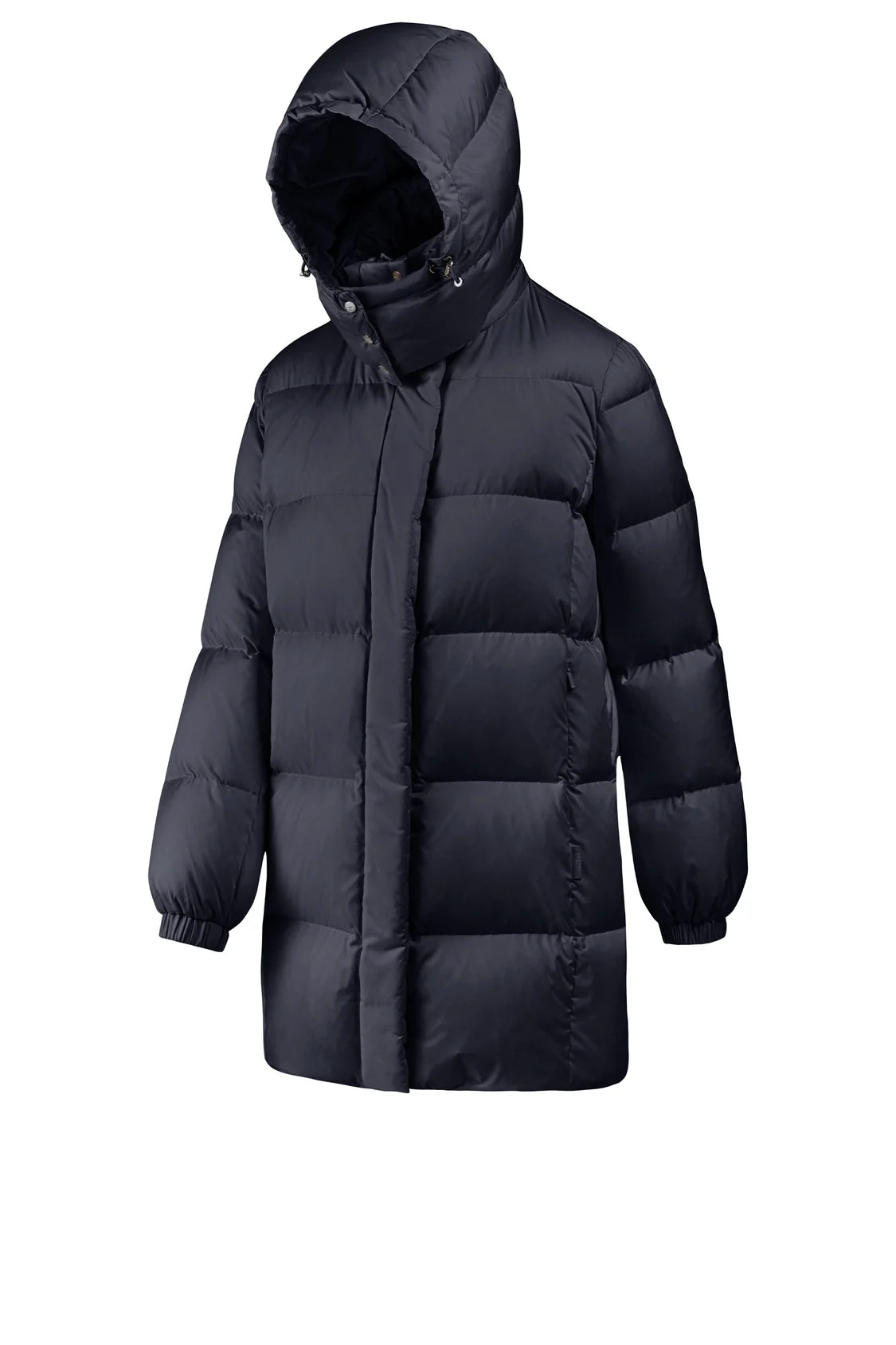 Piumino Lungo in Nylon Opaco con Cappuccio Removibile