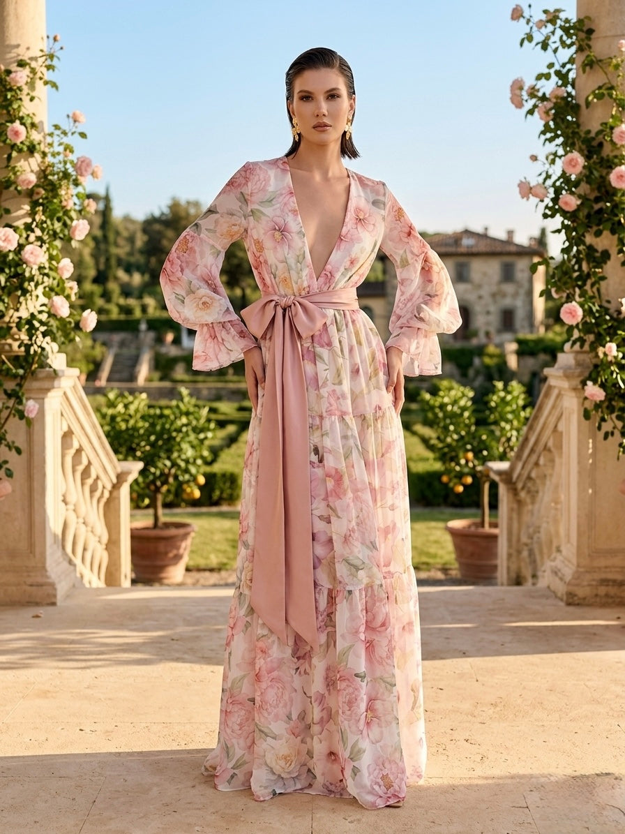 Abito Con Maniche Lunghe Fantasia