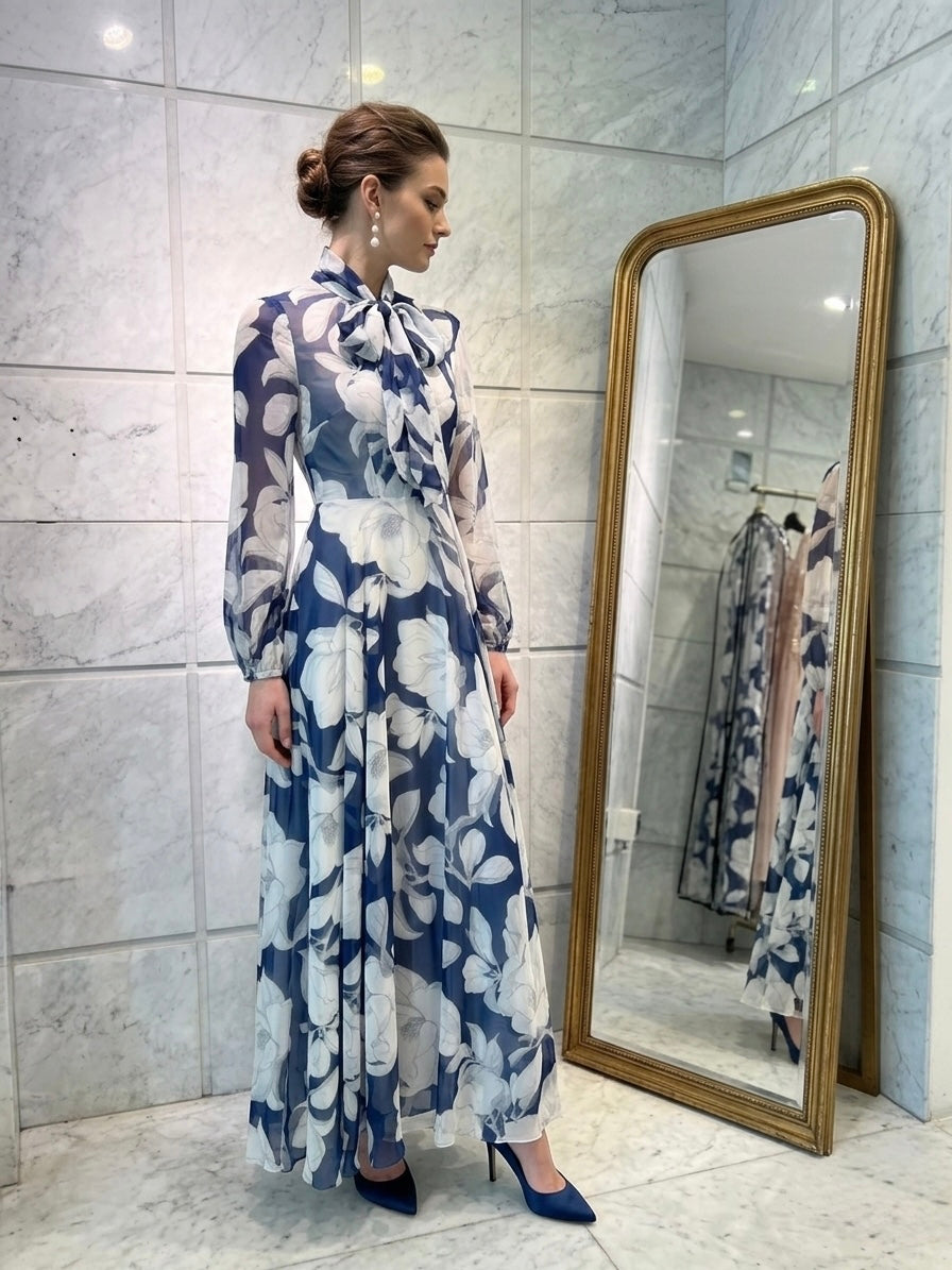 Abito In Chiffon Fantasia Giada Curti