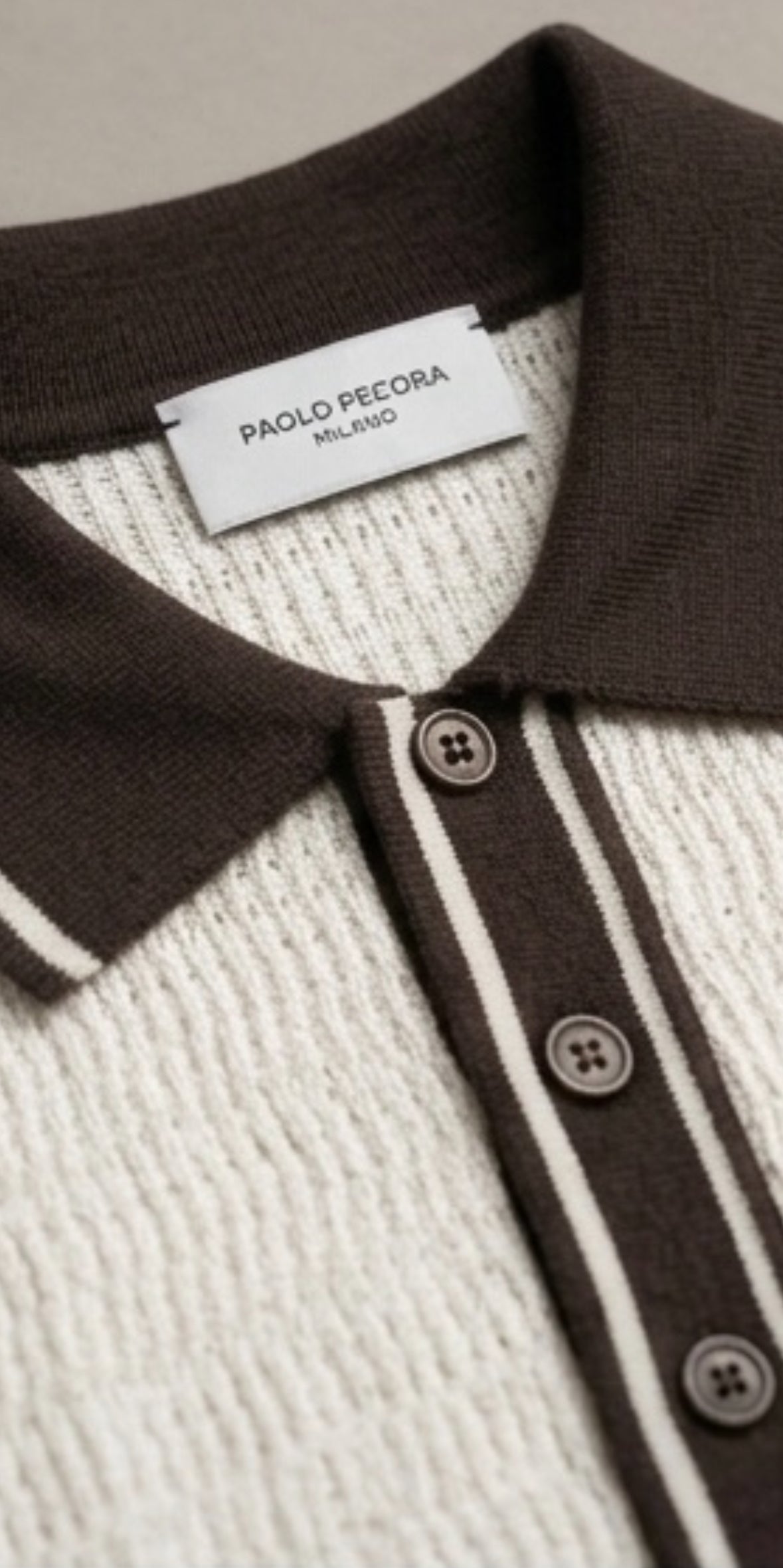 Polo In Seta Traforata Con Profili a Contrasto