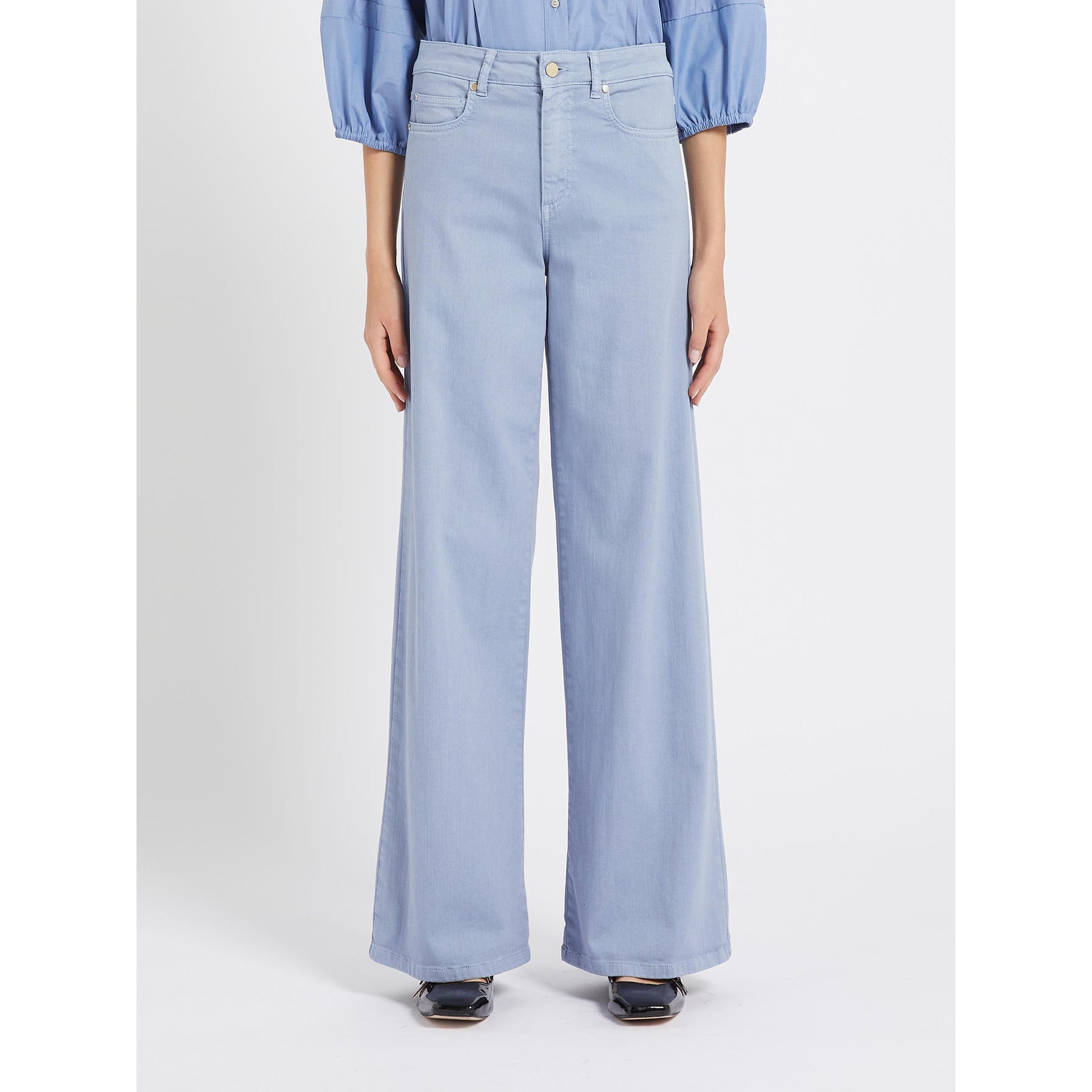 Pantaloni denim gamba larga