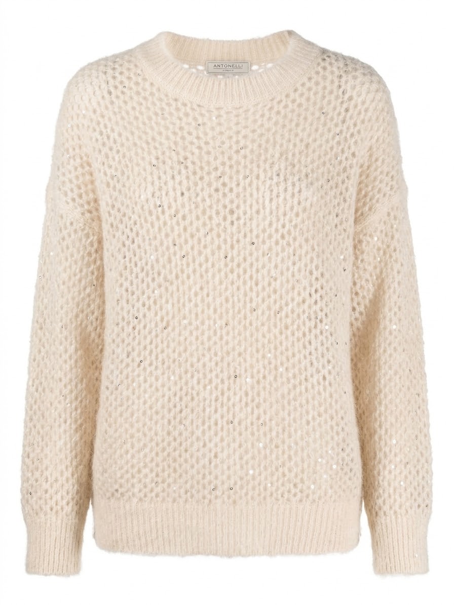 Girocollo in Alpaca cashmere Lana e Paillettes