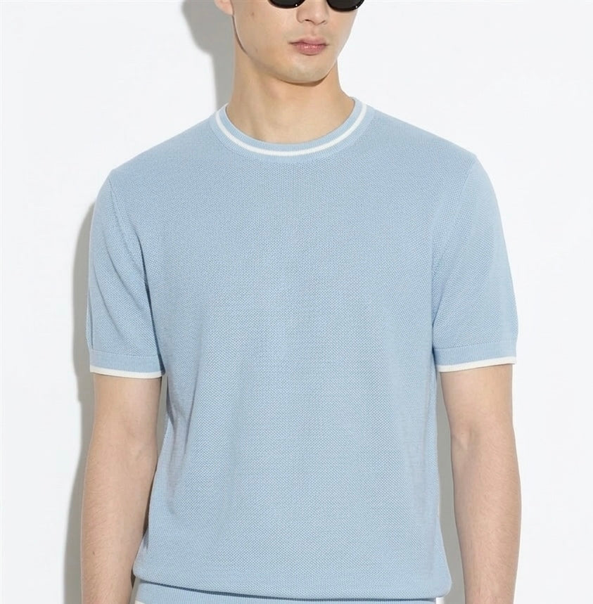 Maglia In Filo Con Trama Piquet