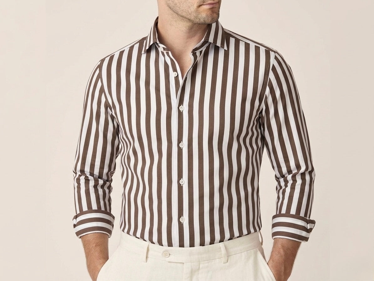 Camicia Riga Larga In Mussola Di Cotone
