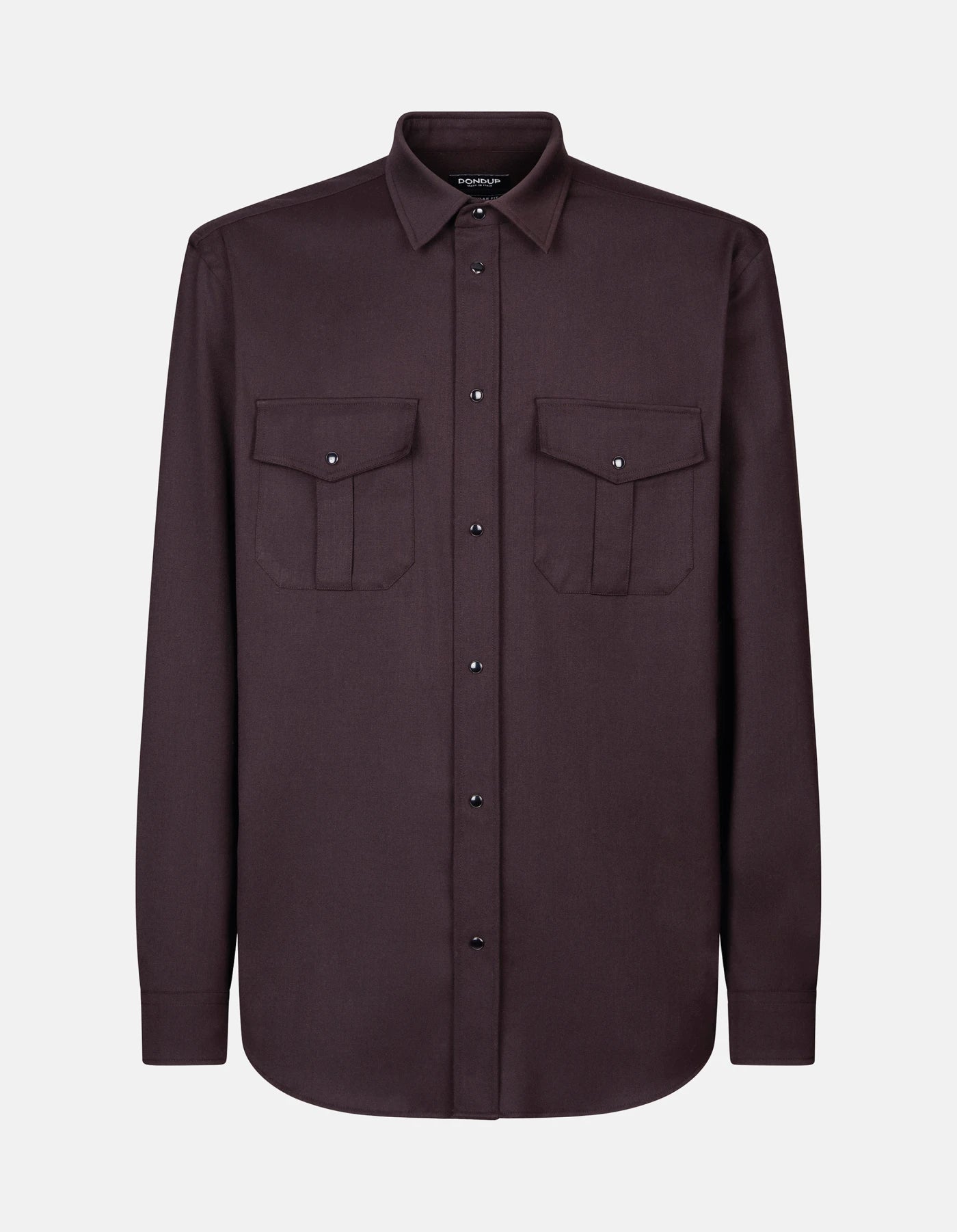 Camicia regular in gabardina misto lana