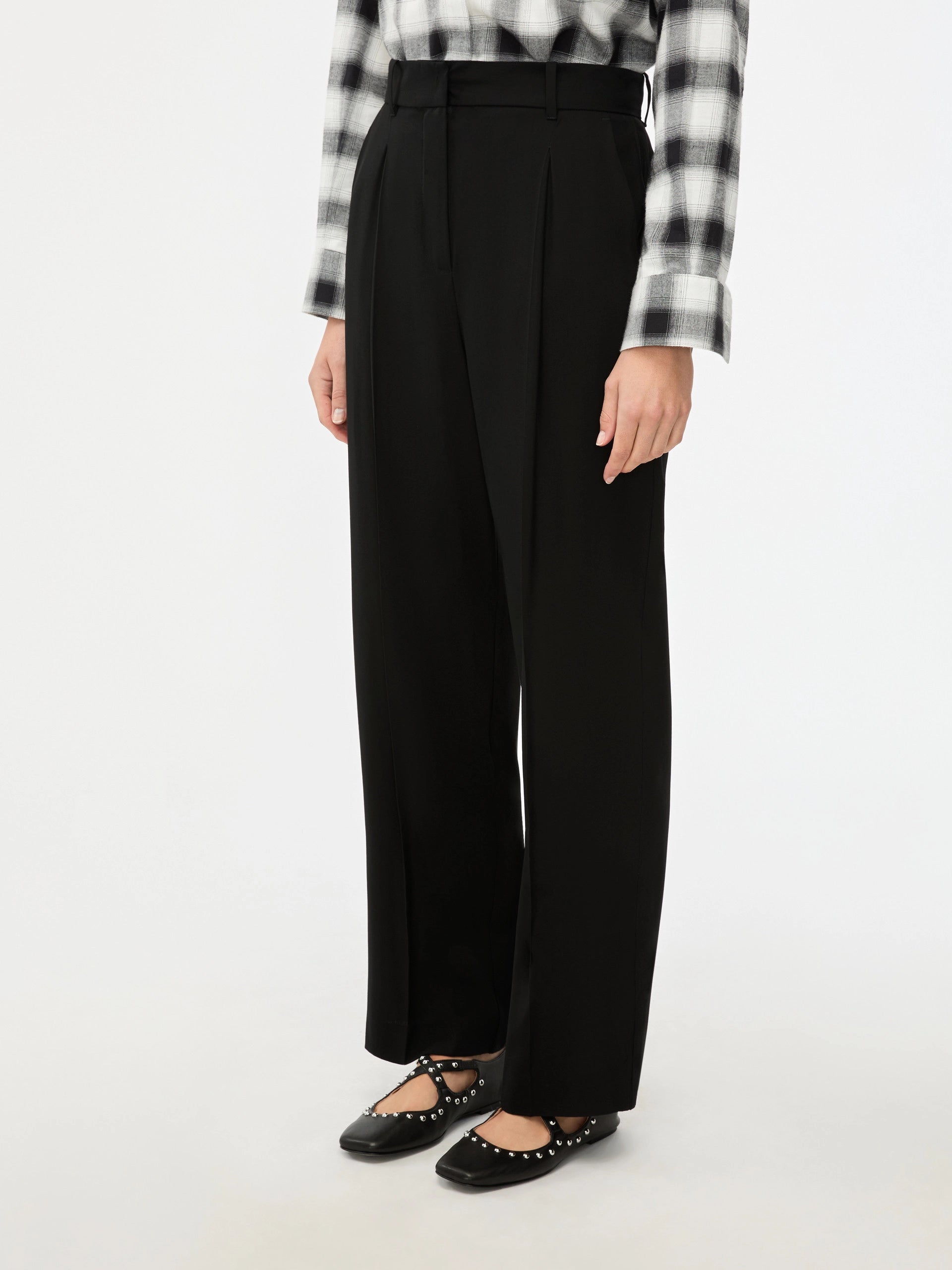 Pantaloni In Misto Lana Con Pinces