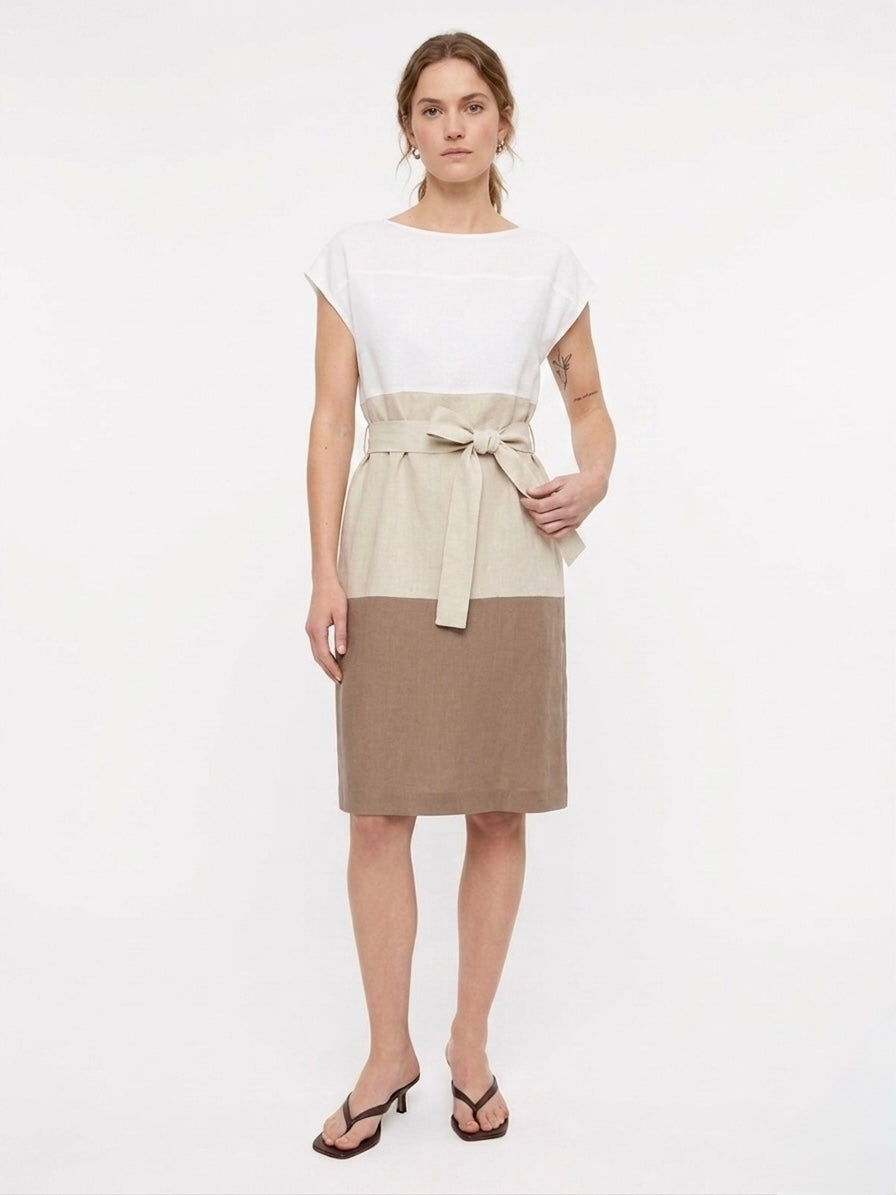 Abito Midi Con Cintura Multicolor
