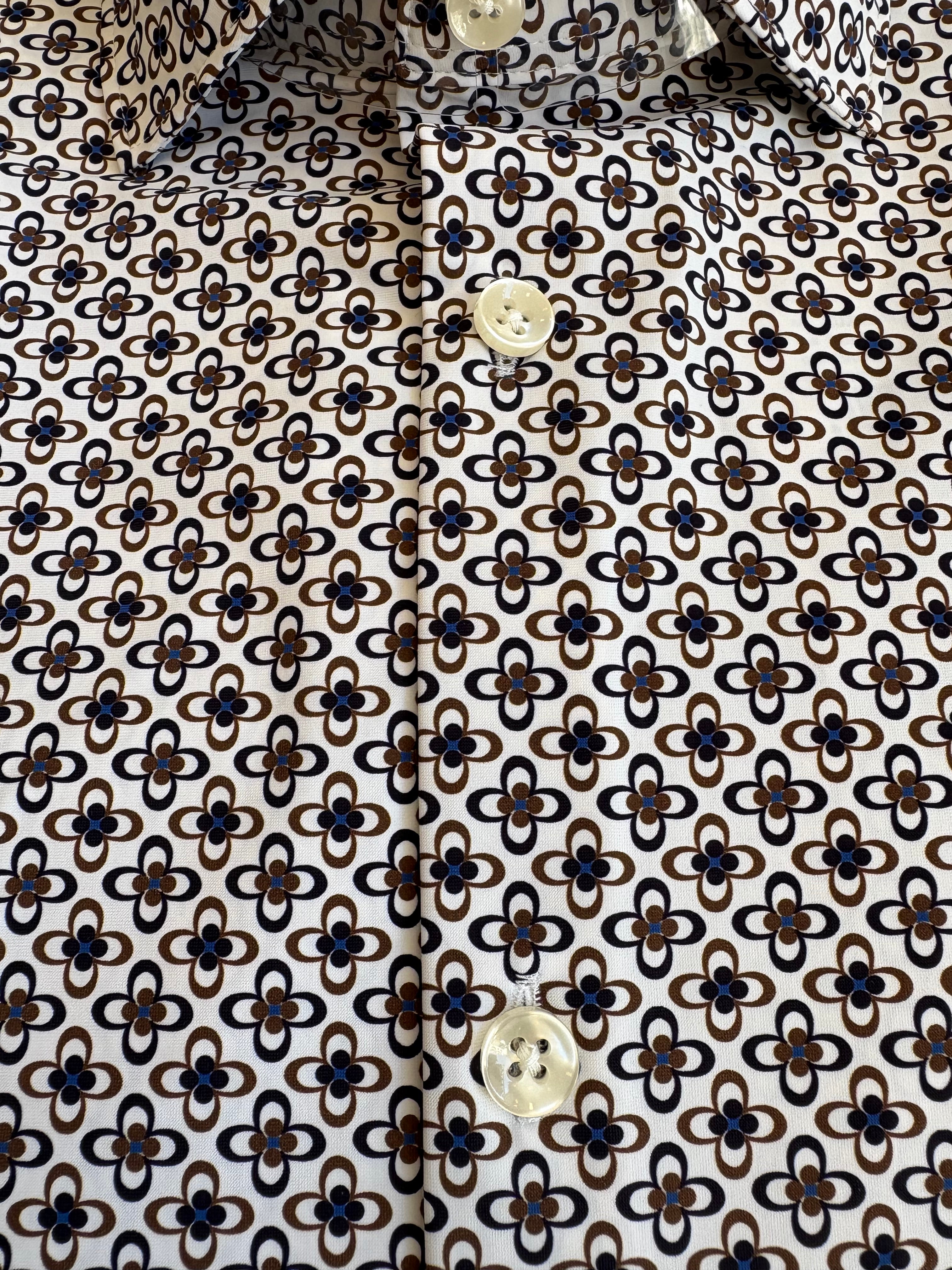 Camicia Elasticizzata Fantasia In Tessuto Tecnico