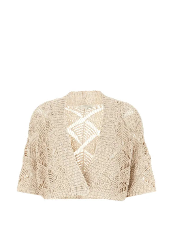 Cardigan In Filo In Micro Paillettes In Cotone