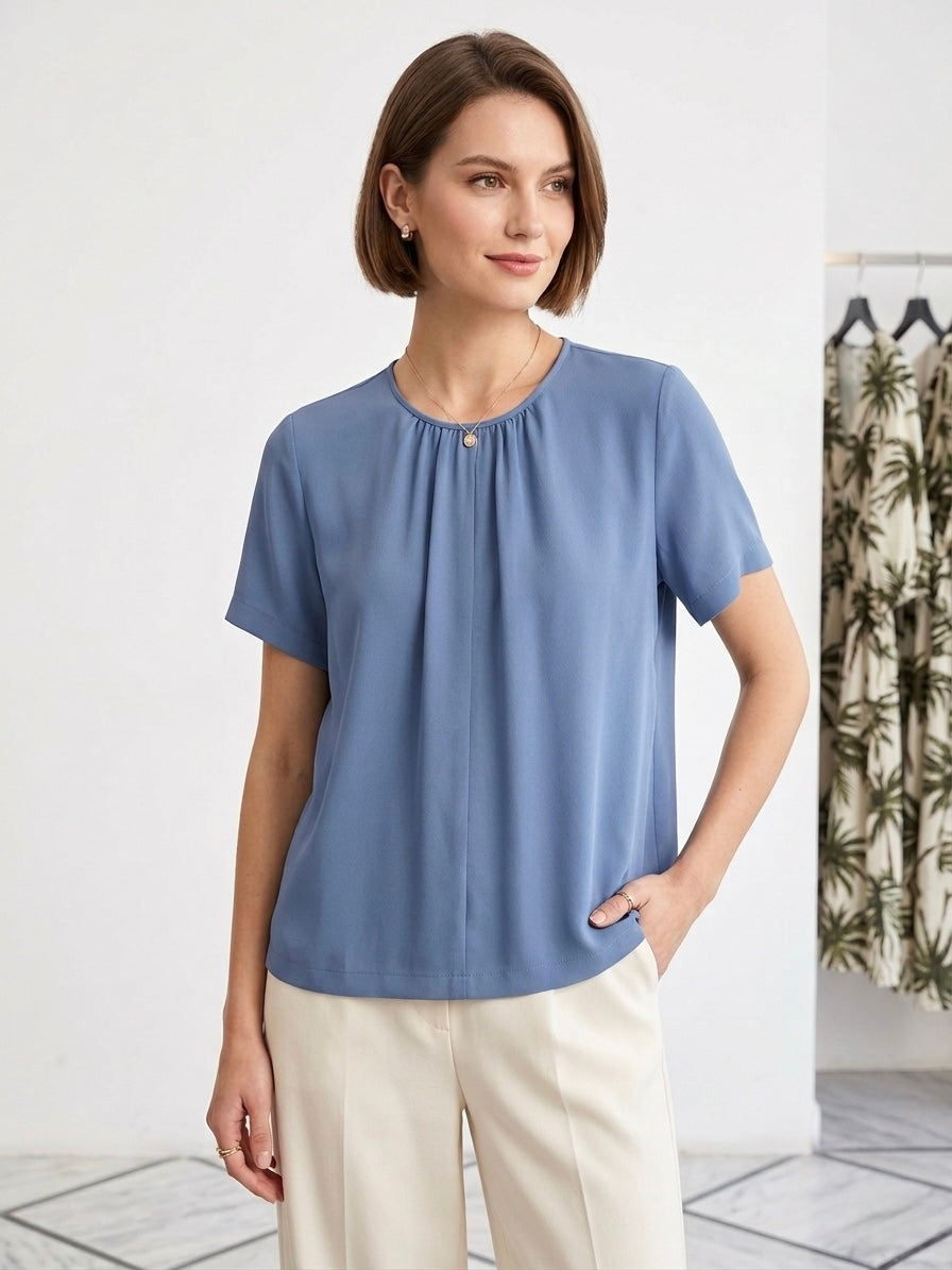 Blusa In Crêpe In Misto Seta