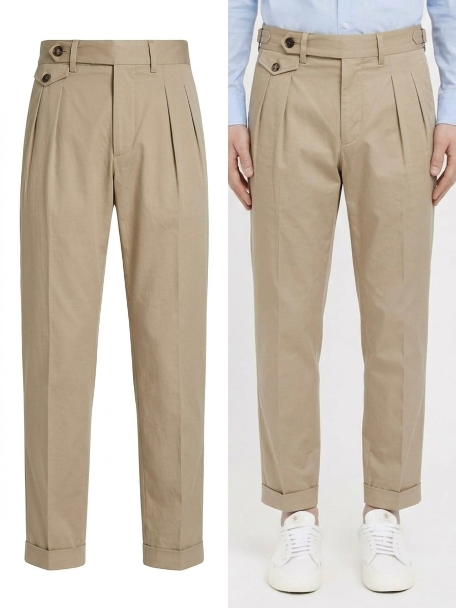 Pantalone Con Bustinoì Doppia Pinces In Cotone Leggero