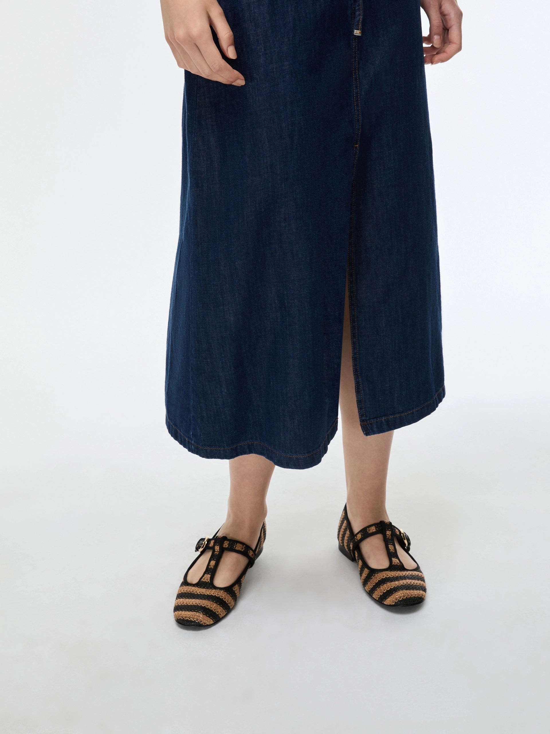 Gonna Svasata Con Spacco In Denim