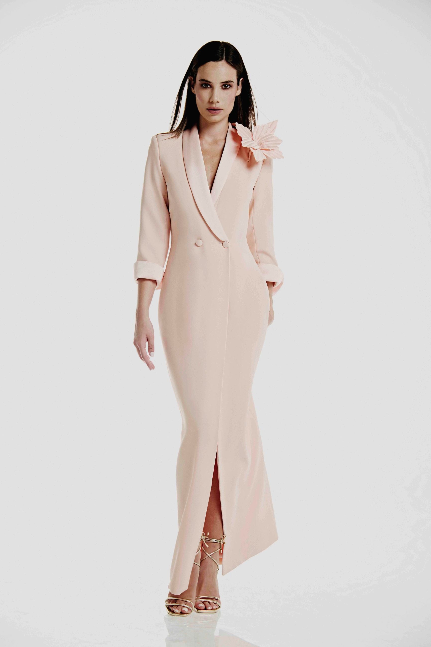 Abito Robemanteau Con Rever In Satin