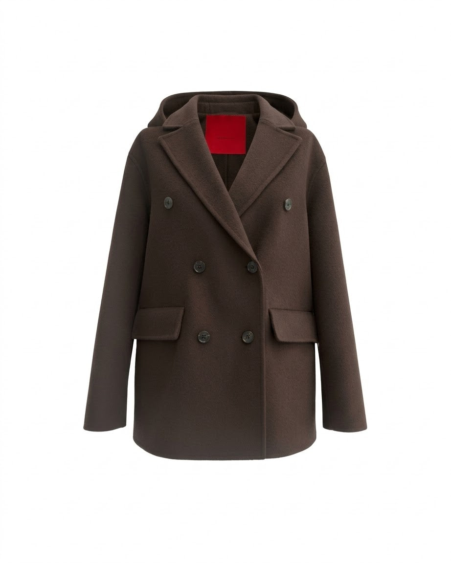 Cappotto in Lana e Cashmere con Cappuccio Removibile