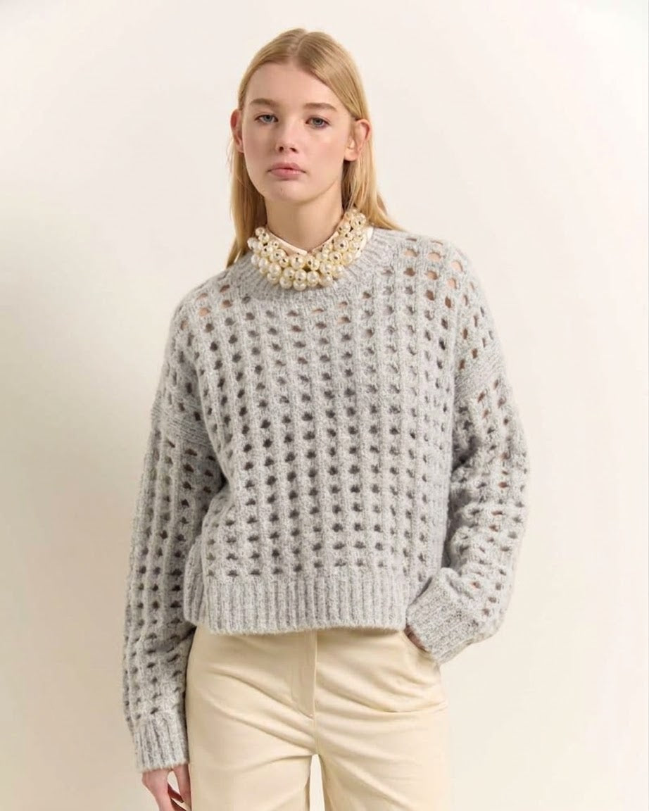 Maglione Traforato In Misto Mahair