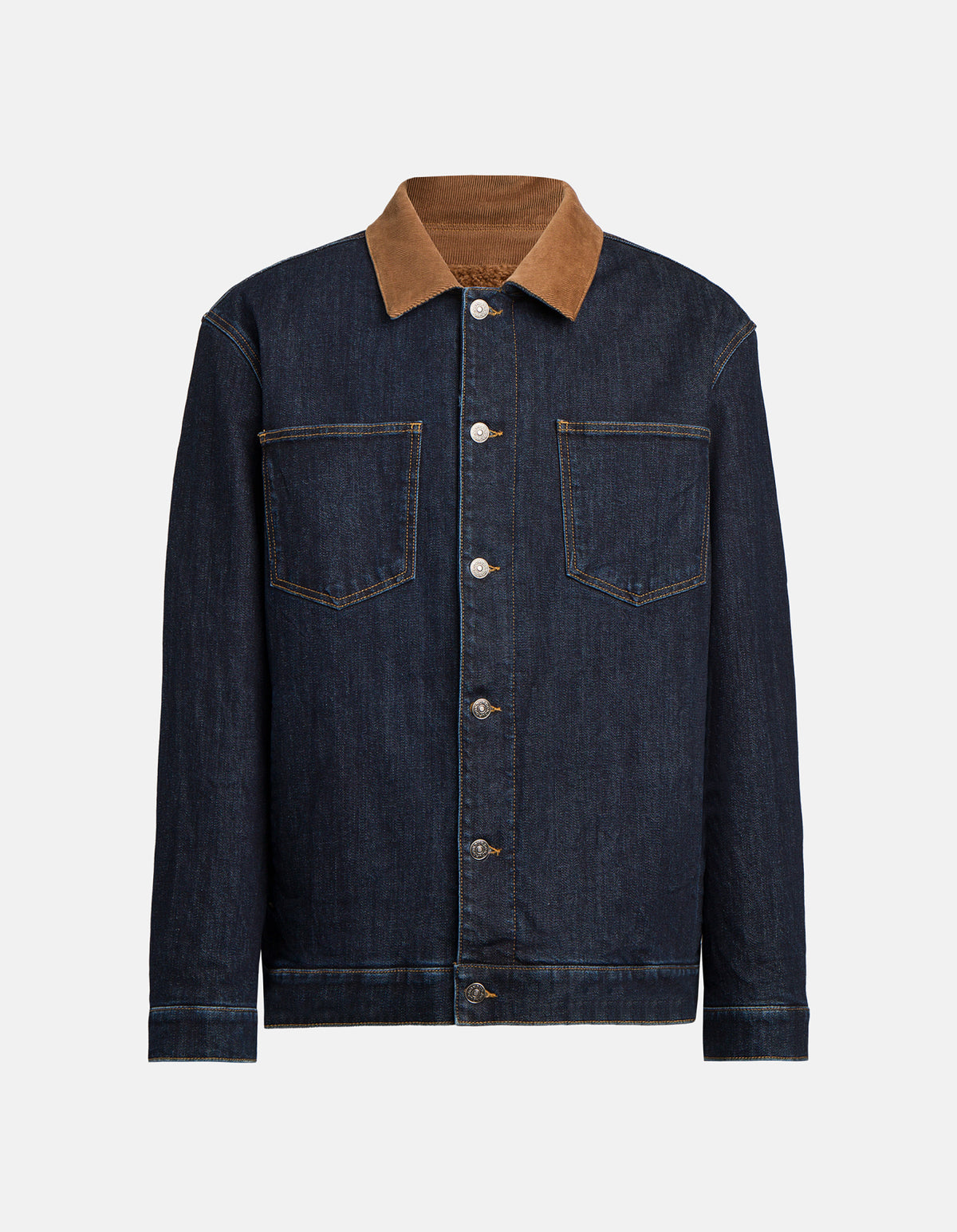 Giubbino Regular con Collo a Camicia in Tessuto a Contrasto