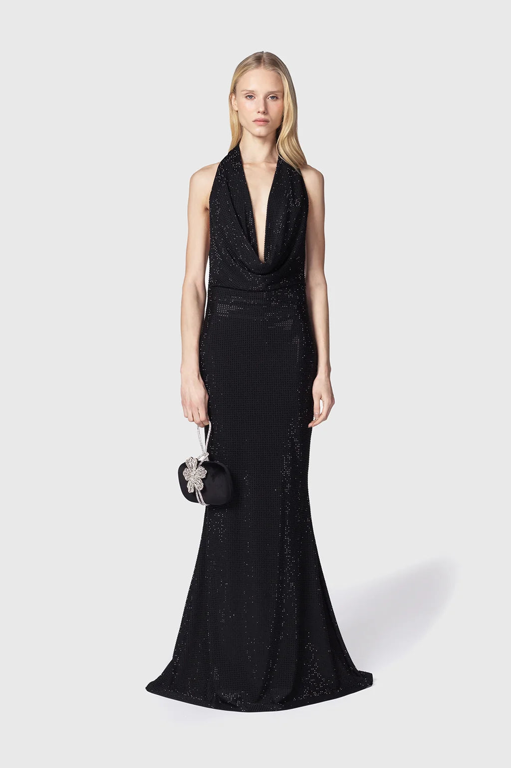 Abito In Jersey e Strass Con Scollo a Bicchiere