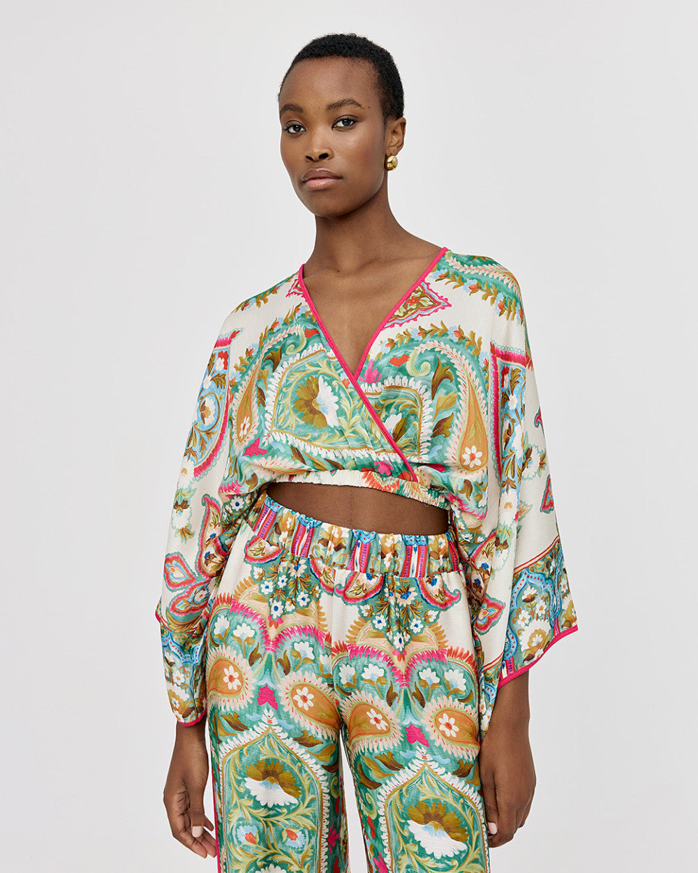 Blusa avvolgente stampata