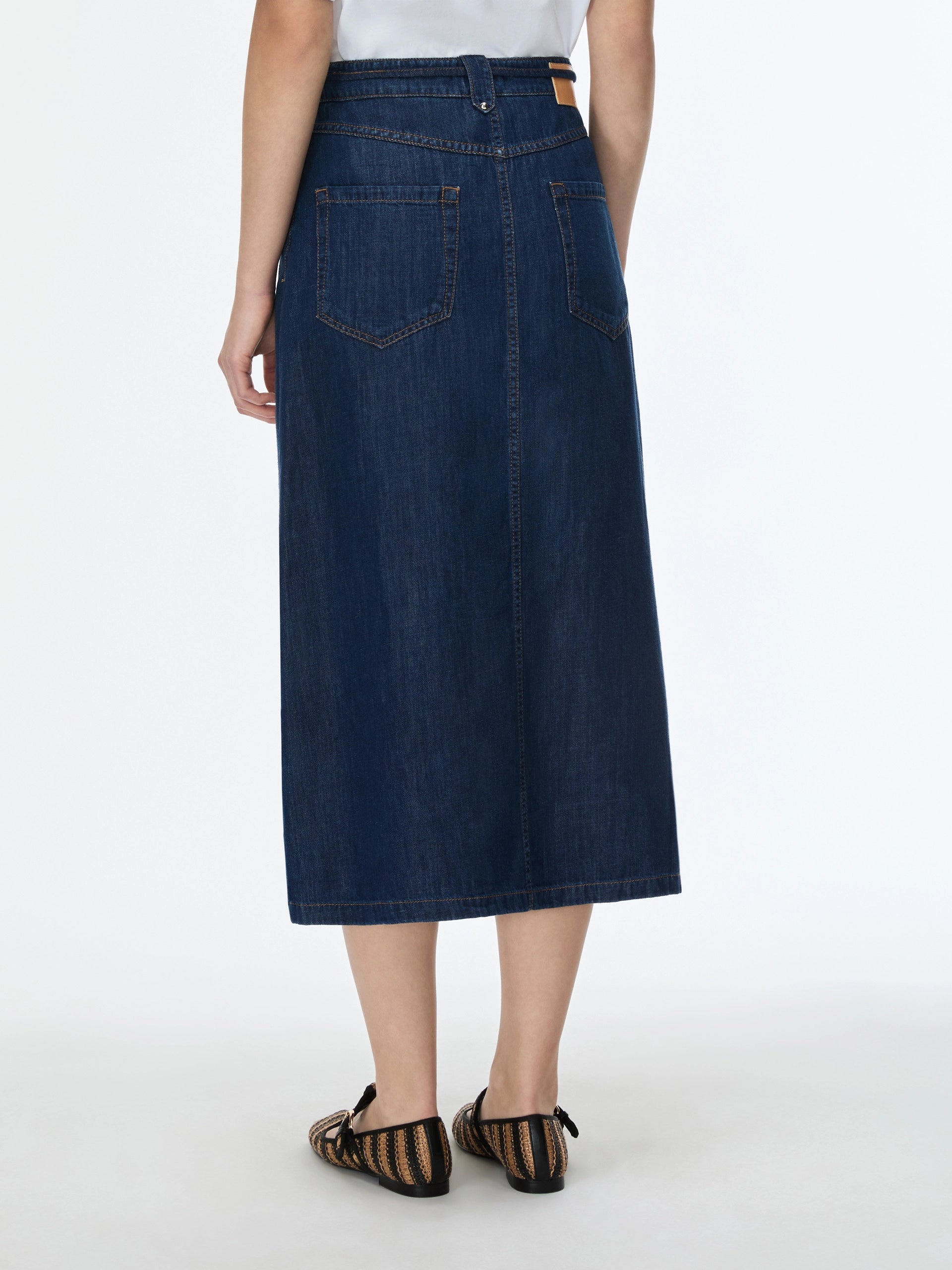 Gonna Svasata Con Spacco In Denim