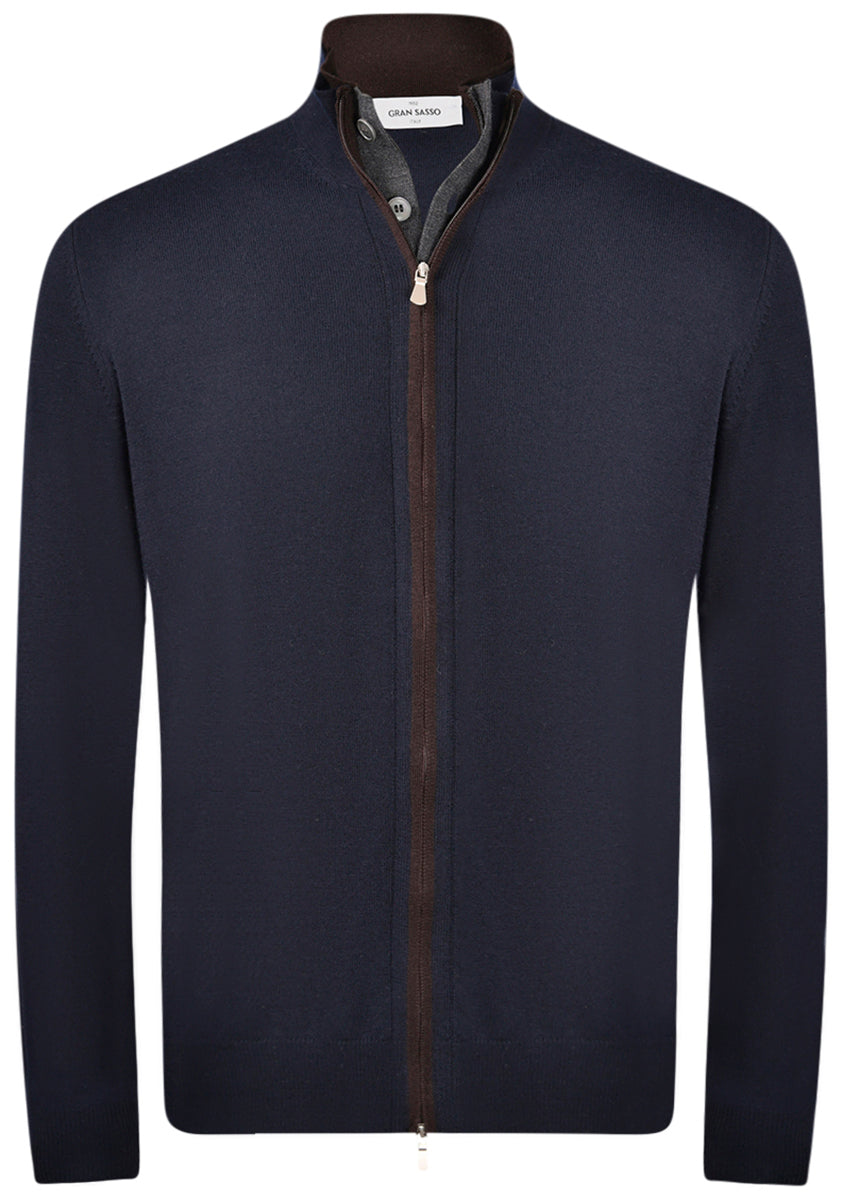 Maglia Con Zip E Bottoni  A Contrasto